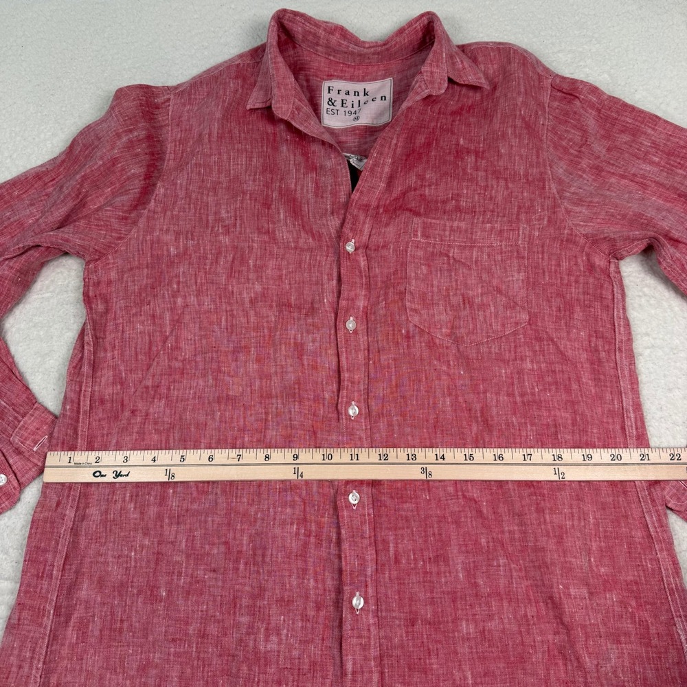 Frank Eileen Rory Maxi Dress Medium Red Linen Button Front Long Sleeve Lagenlook - Picture 6 of 12